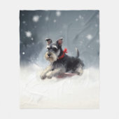 Miniatur Schnauzer Weihnachtsschnee Winter Fleecedecke (Vorderseite)