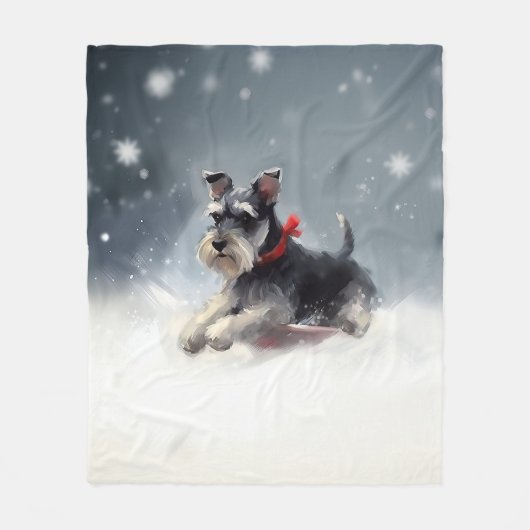 Miniatur Schnauzer Weihnachtsschnee Winter Fleecedecke (Vorderseite)