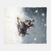 Miniatur Schnauzer Weihnachtsschnee Winter Fleecedecke (Vorderseite (Horizontal))