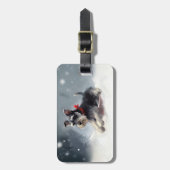 Miniatur Schnauzer Weihnachtsschnee Winter Gepäckanhänger (Vorderseite vertikal)