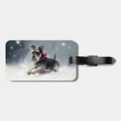 Miniatur Schnauzer Weihnachtsschnee Winter Gepäckanhänger (Rückseite horizontal)