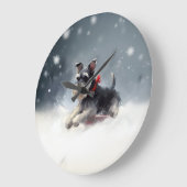 Miniatur Schnauzer Weihnachtsschnee Winter Große Wanduhr (Winkel)