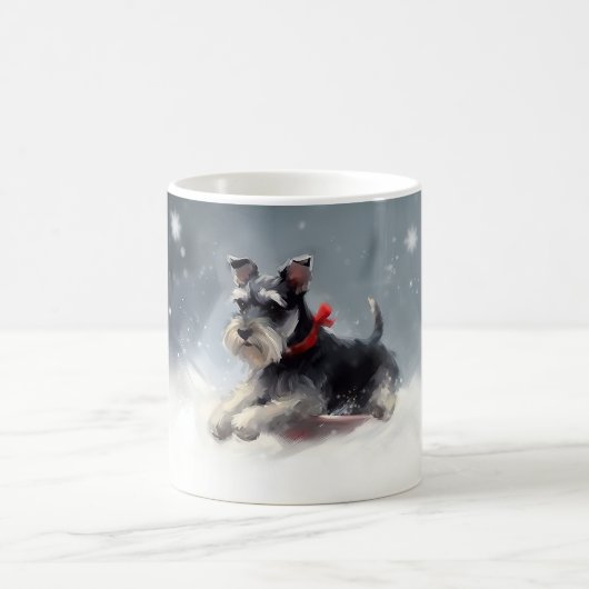 Miniatur Schnauzer Weihnachtsschnee Winter Kaffeetasse (Mittel)