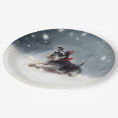 Miniatur Schnauzer Weihnachtsschnee Winter Pappteller (Schrägansicht)