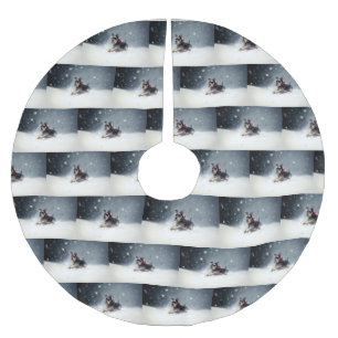 Miniatur Schnauzer Weihnachtsschnee Winter Polyester Weihnachtsbaumdecke