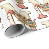 Miniatur Sleigh Letter M Weihnachtszeit Geschenkpapier (Rolleneckpunkt)