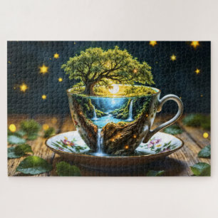 Miniatur-Teetassen-Wunderland farbenfrohe Kunst Puzzle