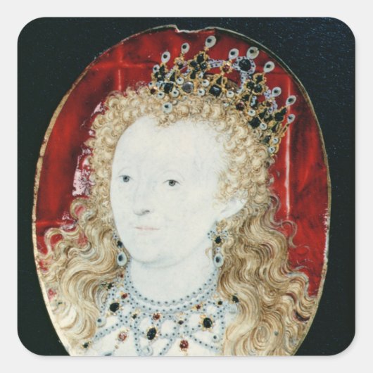 Miniatur von Königin Elizabeth I Quadratischer Aufkleber (Vorderseite)