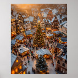 Miniatur-Weihnachtsmarktdorf Poster
