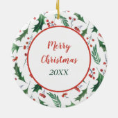 Miniatur White Poodle Holly Border Keramik Ornament (Hinten)