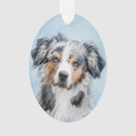 Miniaturamerikanische Hirtenmalerei - Hundekunst Ornament (Vorderseite)