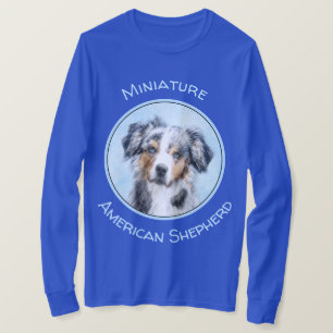 Miniaturamerikanische Hirtenmalerei - Hundekunst T-Shirt