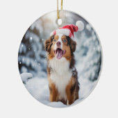 Miniaturamerikanischer Schäferhund Weihnachten Keramik Ornament (Links)