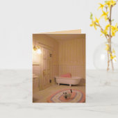 Miniaturbadezimmer mit Katzen Note Card, Custom Karte (Gelbe Blume)