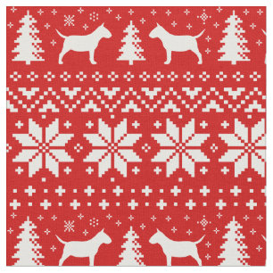MiniaturBullterrier-Weihnachtsmuster-Rot Stoff