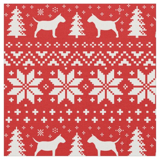MiniaturBullterrier-Weihnachtsmuster-Rot Stoff (Nahaufnahme)