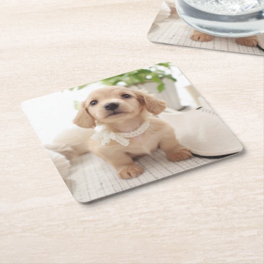 MiniaturDackel Rechteckiger Pappuntersetzer (angewinkelt)