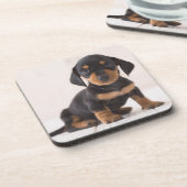 MiniaturDackel-Sitzen Untersetzer (Linke Seite)