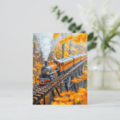 Miniaturdampf-Zug auf Forsttreppenbrücke Feiertagspostkarte (Stehend Vorderseite)