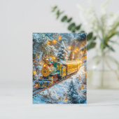 Miniaturdampf-Zug auf Schneeweg Feiertagspostkarte (Stehend Vorderseite)