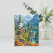 Miniaturdampf-Zug im Alpenwald Feiertagspostkarte (Stehend Vorderseite)