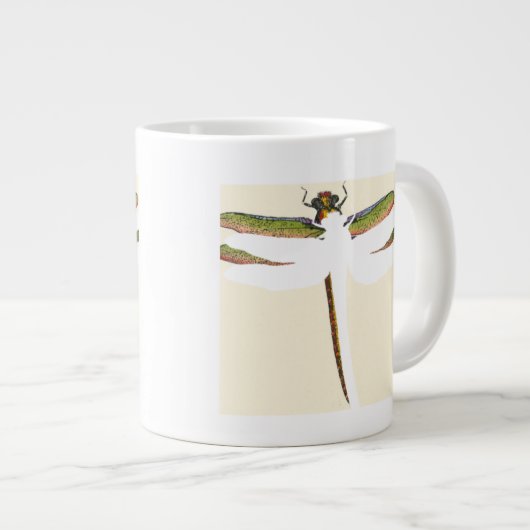 Miniaturdrachenfliege im weißen Hintergrund Jumbo-Tasse (Vorderseite Rechts)
