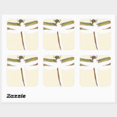 Miniaturdrachenfliege im weißen Hintergrund Quadratischer Aufkleber (Blatt)