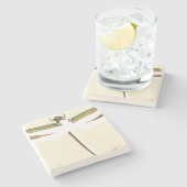 Miniaturdrachenfliege im weißen Hintergrund Steinuntersetzer (Seitenansicht)