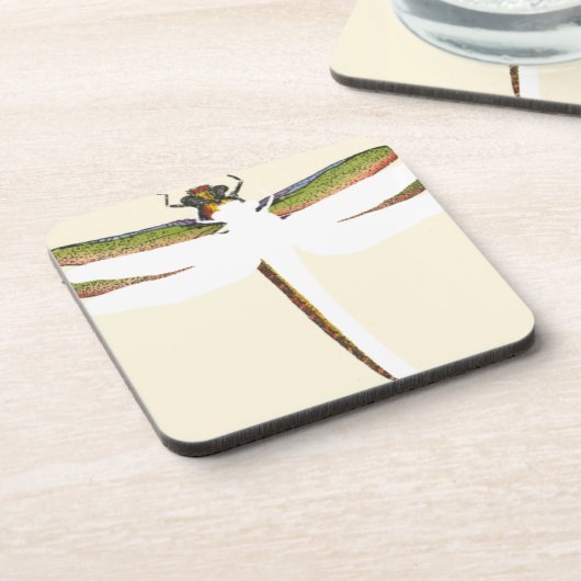 Miniaturdrachenfliege im weißen Hintergrund Untersetzer (Linke Seite)