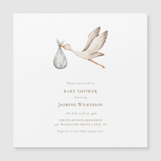 Miniaturdusche Wasserfarbenstorch Magneteinladung (Vorderseite)