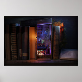 Miniature bookshelf insert - wide -reading poster