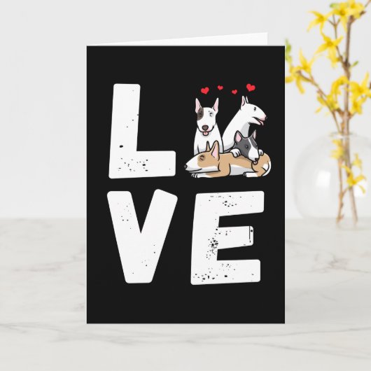 Miniature Bull Terrier Dog Karte (Gelbe Blume)