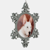 MINIATURE DOG PORTRAITS Bull Terrier Schneeflocken Zinn-Ornament (Links)