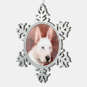 MINIATURE DOG PORTRAITS Bull Terrier Schneeflocken Zinn-Ornament (Rechts)
