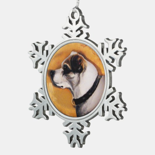 MINIATURE DOG PORTRAITS Fox Terrier Schneeflocken Zinn-Ornament (Rechts)