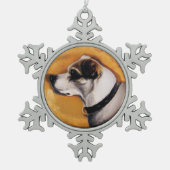 MINIATURE DOG PORTRAITS Fox Terrier Schneeflocken Zinn-Ornament (Vorderseite)