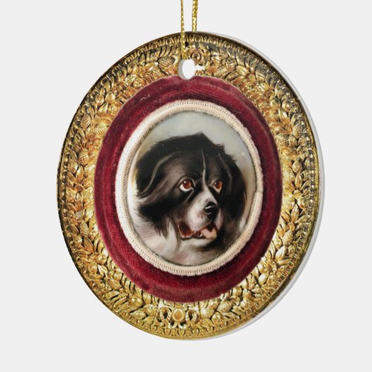 MINIATURE DOG PORTRAITS Neufundland Keramikornament (Links)