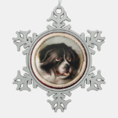 MINIATURE DOG PORTRAITS Neufundland Schneeflocken Zinn-Ornament (Vorderseite)