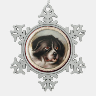 MINIATURE DOG PORTRAITS Neufundland Schneeflocken Zinn-Ornament