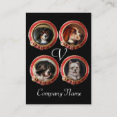 MINIATURE DOG PORTRATRAS Monogramm Veterinär Visitenkarte (Rückseite)