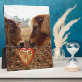 Miniature Donkey & Horse Valentine Heart Fotoplatte (Seite)