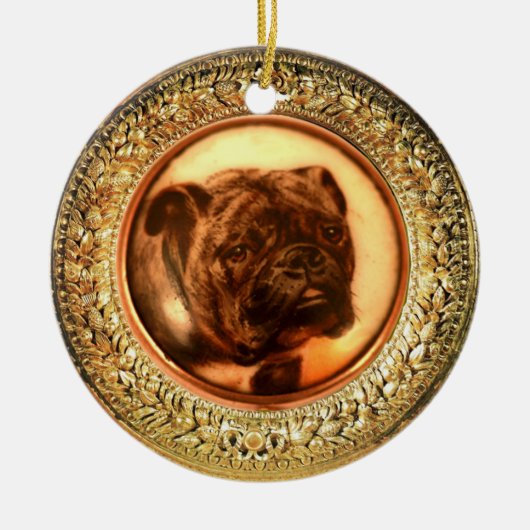 MINIATURE HUND PORTRAITS Bulldog Keramikornament (Vorne)