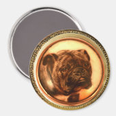 MINIATURE HUND PORTRAITS Bulldog Magnet (Vorderseite/Rückseite)