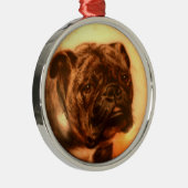 MINIATURE HUND PORTRAITS Bulldog Ornament Aus Metall (Rechts)
