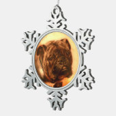 MINIATURE HUND PORTRAITS Bulldog Schneeflocken Zinn-Ornament (Rechts)
