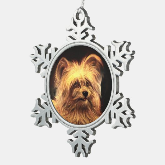 MINIATURE HUND PORTRAITS Skye Terrier Schneeflocken Zinn-Ornament (Rechts)