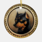 MINIATURE HUND PORTRAS Pincher Keramikornament (Vorne)