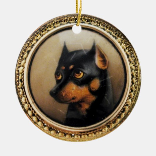 MINIATURE HUND PORTRAS Pincher Keramikornament (Vorne)