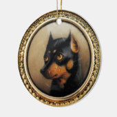 MINIATURE HUND PORTRAS Pincher Keramikornament (Links)