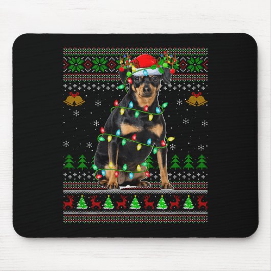 Miniature Nscher Dog Ugly Christmas Sweaters Holid Mousepad (Vorne)